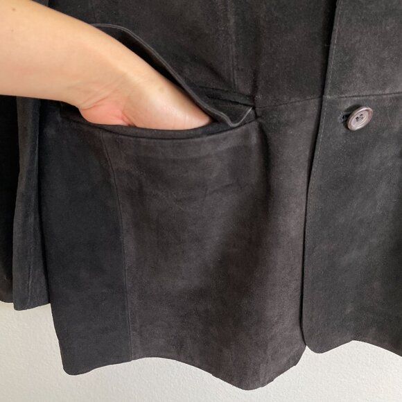 NEW Banana Republic Mens 38R Black Suede Leather Blazer Jacket Single Breasted - Picture 6 of 9